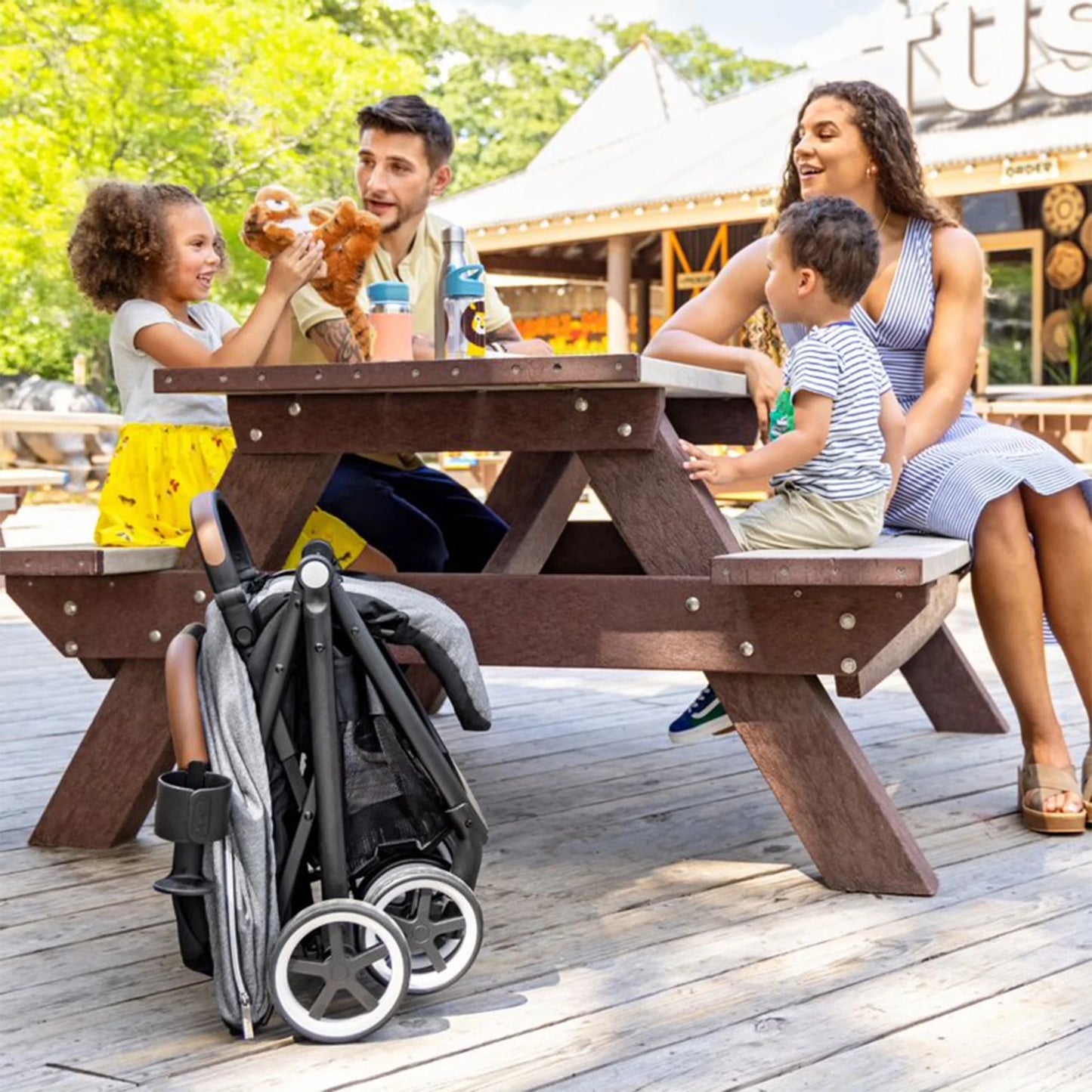 Gold Otto Self Folding Lightweight Kids Travel Stroller, Moonstone Gray